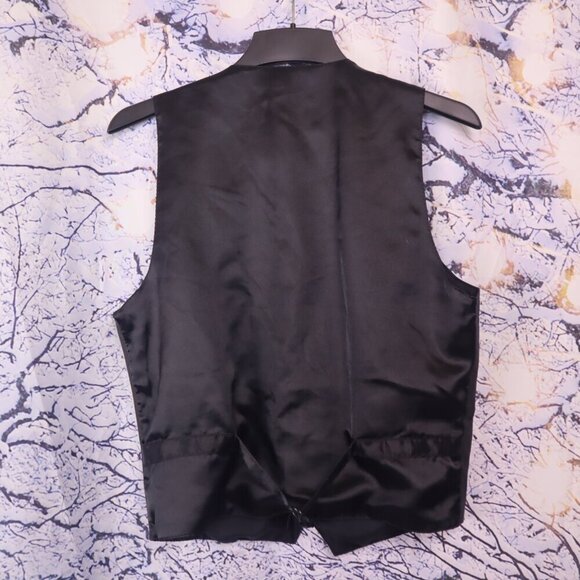LEATHER TUXEDO VEST S Concept Black Formal Bikercore Moto Buttons Vintage Retro - Picture 4 of 7
